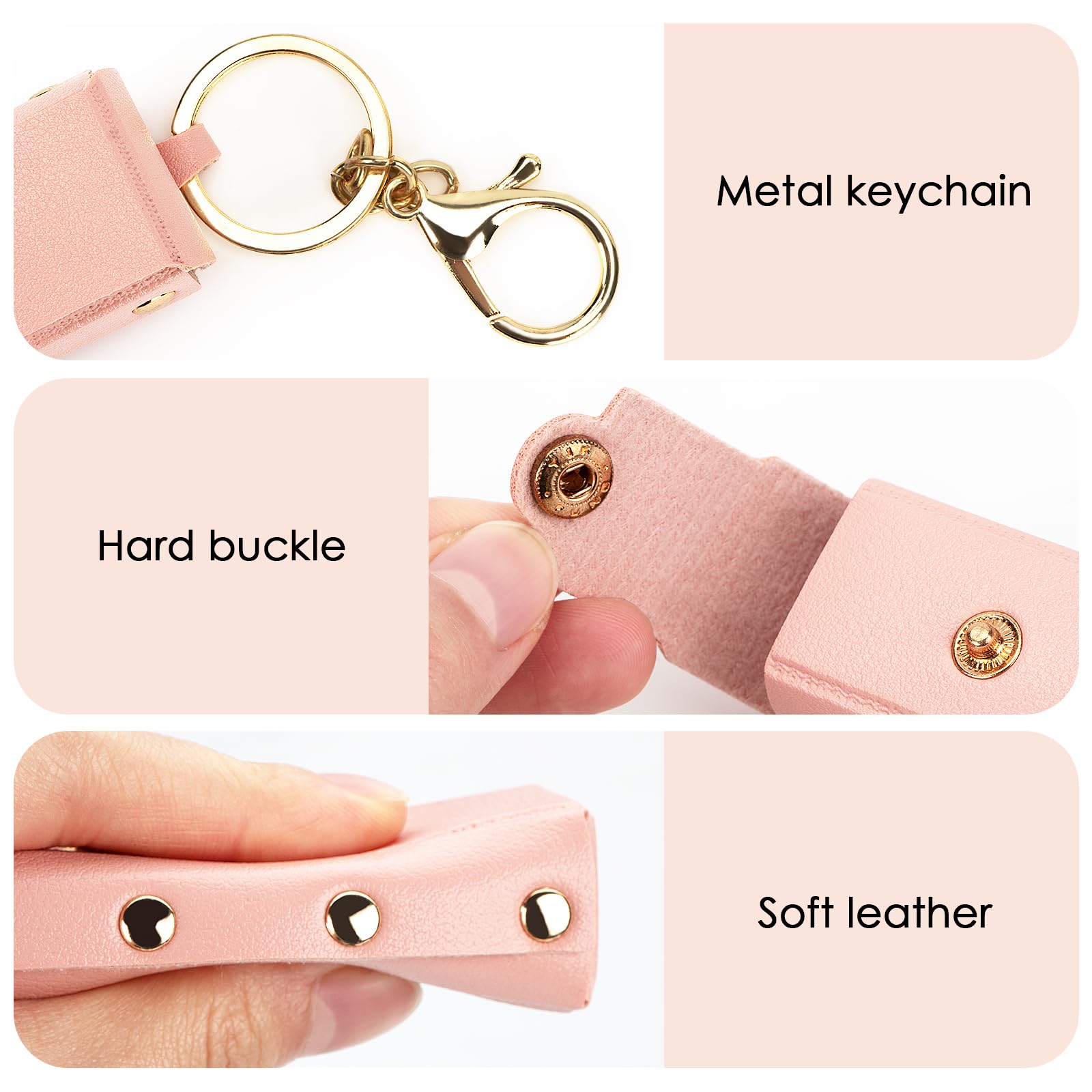 Adorila 2 Pack Lipstick Case Keychain, Soft Leather Chapstick Holder for Women, Potable Clip-on Sleeve Lipstick Pouch (Green & Pink)