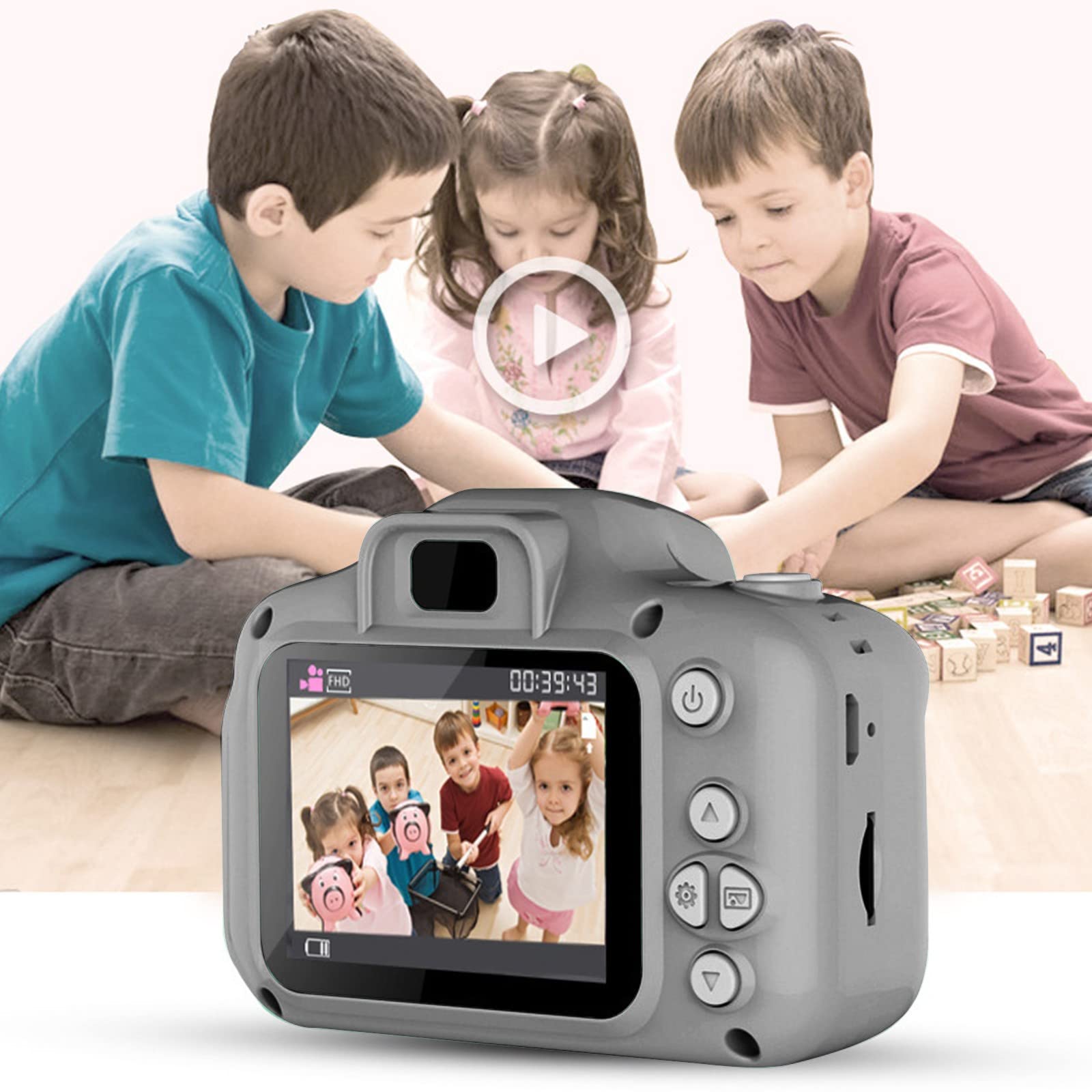 Children's Silicone Cover High-Definition Digital Camera - Multifunctional HD 1080P Front and Rear Dual Camera Can Take Pictures Recorded Eye Protection Screen Children's Mini