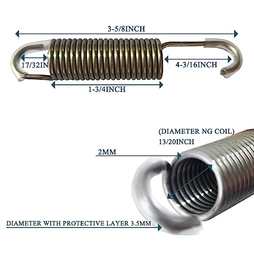 LiStarUs Long Neck Hook 3-5/8" Stainless Steel Replacement Recliner Sofa Mechanism Tension Spring(4 Pack)