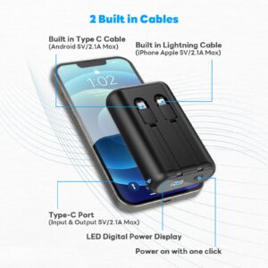 OHZHAO Portable Phone Charger 12000mAh with Built-in Cables, LED Display, Fast Charging Ultra Compact Portable Charger Power Bank, Battery Pack for iPhone 15/14/13/12 Series,Samsung/Google/LG/iPad etc