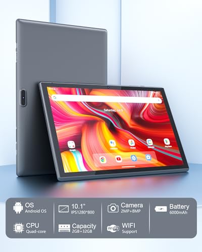 ZZB Android Tablet 10 Inch Tablets, 32GB ROM 1TB Expand，6000mah Battery, Quad-Core Processor 2GB RAM Tableta, 8MP Camera WiFi 10.1'' IPS HD Touch Screen 10 in Android Tablet.