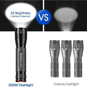 RECHOO Flashlights High Lumens 2 Pack, Super Bright 2000 Lumens Flash Light with 3 Modes, Zoomable, Water Resistant Led Flashlights for Home, Emergency, Camping, Hiking