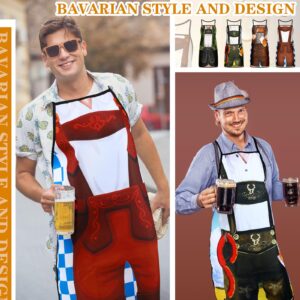 Leumoi 4 Pcs Male Oktoberfest Apron Bavarian Funny Oktoberfest Apron Kitchen Cooking Apron for Oktoberfest Party