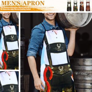 Leumoi 4 Pcs Male Oktoberfest Apron Bavarian Funny Oktoberfest Apron Kitchen Cooking Apron for Oktoberfest Party