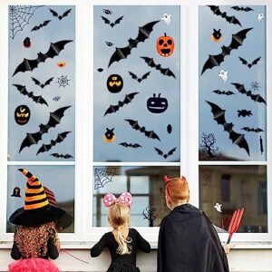 Halloween Bat Wall Stickers Halloween Decorations Indoor 65 Pack 3D Bat Stickers PVC Bats Wall Stickers Black Bat Wall Decals Halloween 3D Bats Decorations in 4 Sizes for Room Wall Window Door Decor