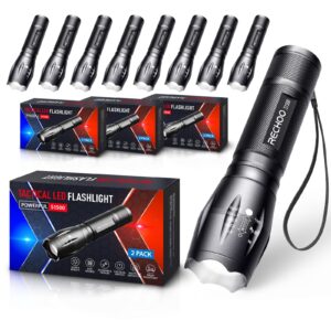 rechoo 8 pack led flashlight, bright powerful flash light with 5 lighting modes, small zoomable tactical flashlights high lumens, waterproof edc flashlights for home, camping, emergency - s1500