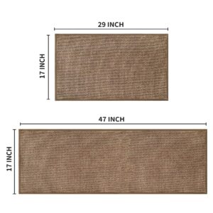 Artoid Mode Washable Kitchen Rugs and Mats Set of 2, Non Skid Rubber Absorbent Kitchen Floor Mats Front of Sink - 17x29 and 17x47 Inch