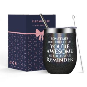 elegantpark thank you gifts for women you are awesome tumbler inspirational birthday graduation gifts for her daughter friends appreciation gifts for teacher employee black wine tumbler 12oz