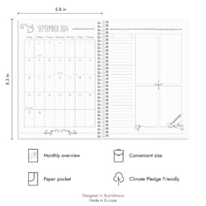 Burde Planner 2024 Doodle | 11 December 2023 - 5 January 2025 | 8,3x5,8 IN A5 Format | 12 Month Diary | Weekly Planner Monthly & Yearly Overview | Hardcover, Thick paper