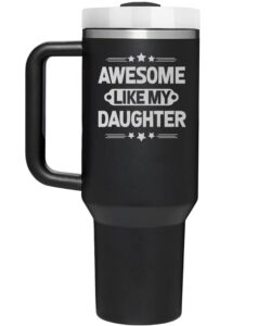 bethegift gifts for dad from awesome daughter - dad gifts from daughter - birthday gifts for dad from daughter - funny cool gifts for dad - dad tumbler 40oz with handle, black