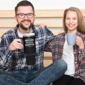 BETHEGIFT Gifts for Dad from Awesome Daughter - Dad Gifts from Daughter - Birthday Gifts for Dad from Daughter - Funny Cool Gifts for Dad - Dad Tumbler 40oz with Handle, Black