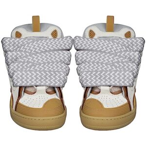 Endoto Fat Shoelaces Replacement Flat Laces for Lanvin Sneaker Shoes(Color:Grey&White,Size:62Inch)