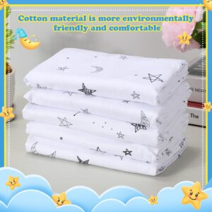 20 Pcs Daycare Cot Sheets for Toddler and Preschool Pure Cotton Breathable Fabric White Cot Sheets Standard Daycare Cot Bed Fitted Sheet for Boys and Girls, 51.18'' W x 23.62'' L (Star Moon Style)