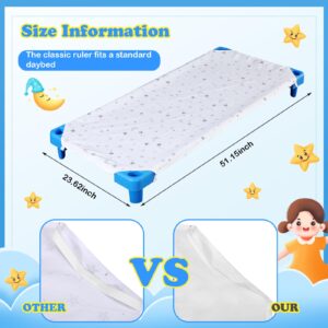 20 Pcs Daycare Cot Sheets for Toddler and Preschool Pure Cotton Breathable Fabric White Cot Sheets Standard Daycare Cot Bed Fitted Sheet for Boys and Girls, 51.18'' W x 23.62'' L (Star Moon Style)