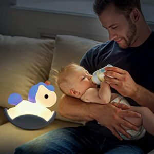 fufeisi Unicorn Night Lights for Kids Bedroom Decor, Kawaii Rechargeable Silicone Warm Nightlights with 30min Timer, Bedside Touch Lights for Baby Toddler Nursery Blue