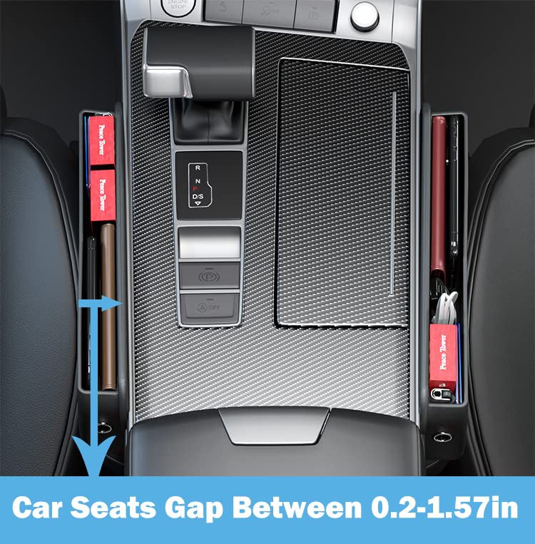 MDee Car Seat Gap Filler for Toyota, Universal Fit Car Seat Gap Organizer, Premium Leather Car Seat Storage Box, Adjustable Stop Seat Organizer Drop and Storage Front Seat for Phones, Cards, Keys