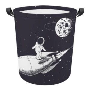hoamoya collapsible astronauts fly rocks from the moon laundry hamper nursery hamper large waterproof baby clothes toy storage basket bin for kids boys girls bedroom bathroom