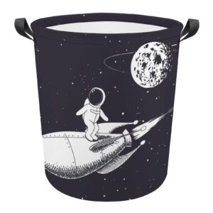 HoaMoya Collapsible Astronauts Fly Rocks from The Moon Laundry Hamper Nursery Hamper Large Waterproof Baby Clothes Toy Storage Basket Bin for Kids Boys Girls Bedroom Bathroom