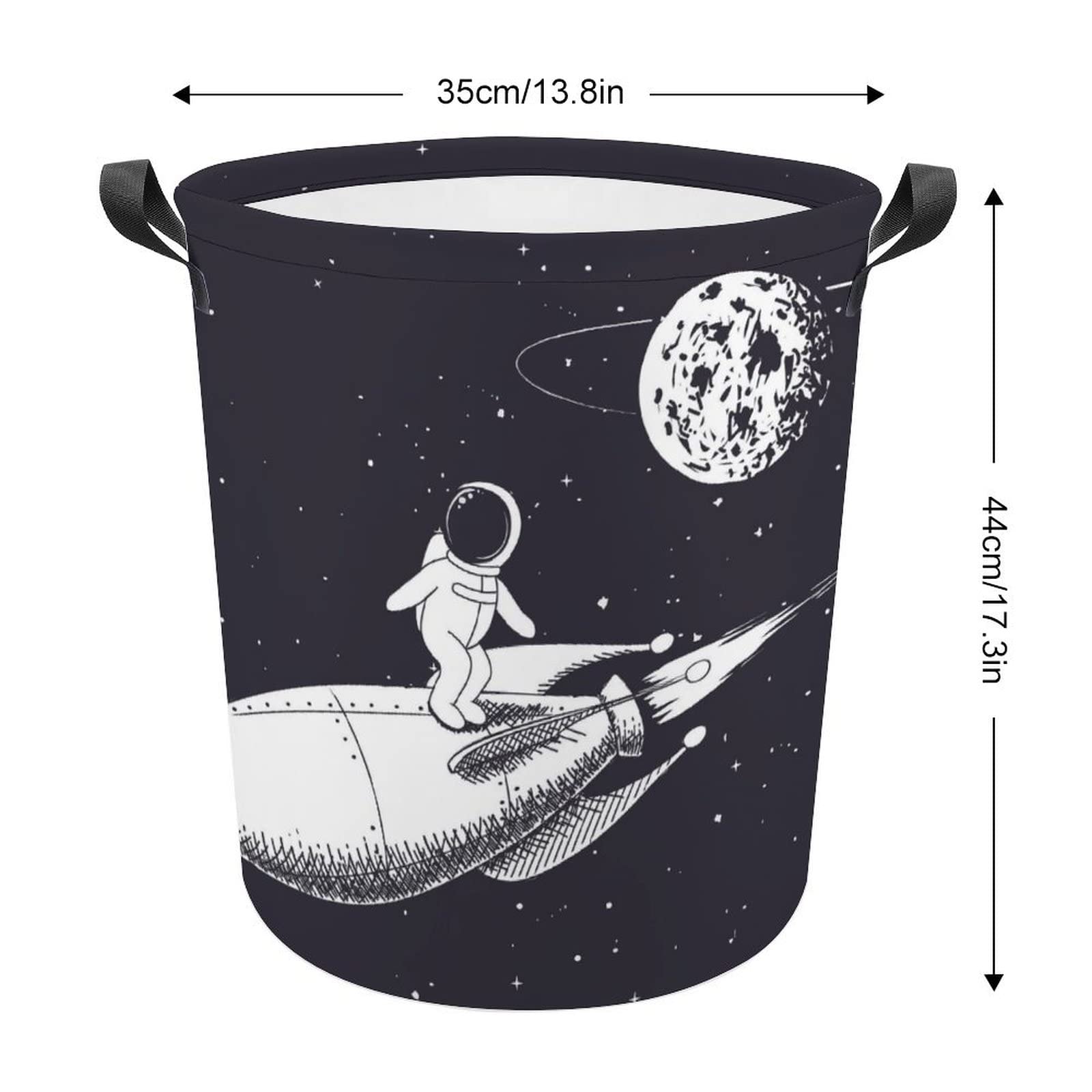 HoaMoya Collapsible Astronauts Fly Rocks from The Moon Laundry Hamper Nursery Hamper Large Waterproof Baby Clothes Toy Storage Basket Bin for Kids Boys Girls Bedroom Bathroom