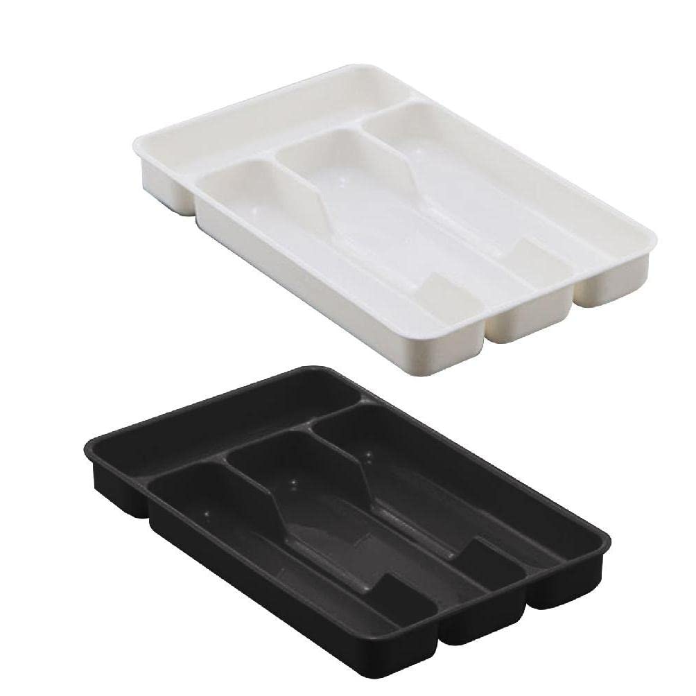 Woedpez 2pcs Cutlery Storage Tray Tableware Organizer Knife Spoon Fork Separation Box Kitchen Drawer Container for Cabinet Home tableware organizer box