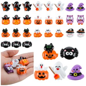 Liliful 60 Pcs Halloween Miniatures Garden Figurines Mini Resin Pumpkin Ghost Ornaments Mini Halloween Figures for DIY Garden Accessories Adornments Embellishment Decorations Party Supplies, 10 Styles