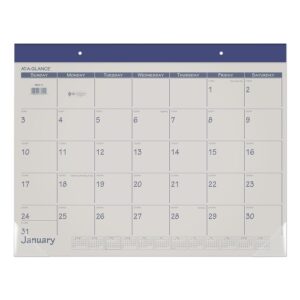 2024 at-a-glance22 x 17 fashion color desk pad, stone/blue sheets, blue binding (sk2517)