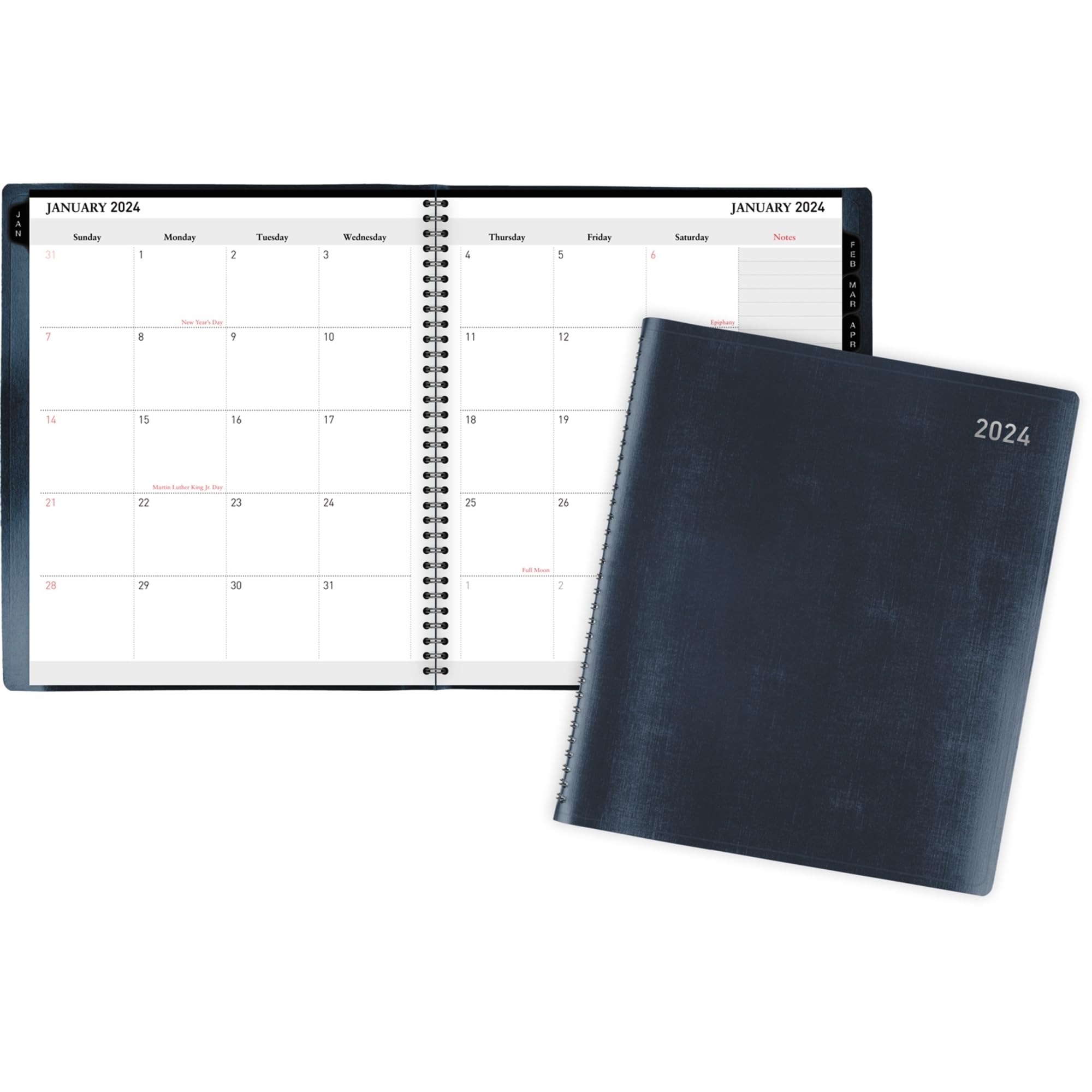 Office Depot Brand Monthly Planner, 9" x 11", Navy, January 2024 to January 2025