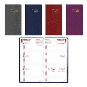 brownline 2024 traditional weekly pocket planner, appointment book, 12 months, january to december, perfect binding, 6" x 3.125", assorted colors (cb403.asx-24)