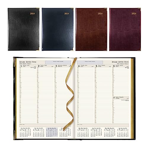 Brownline 2024 Executive Weekly Planner, Appointment Book, 12 Months, January to December, Sewn Binding, 10.75" x 7.75", Trilingual, Assorted Colors, 1 Count (CBE512.ASX-24)