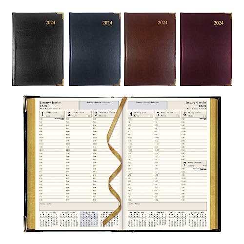 Brownline 2024 Executive Weekly Planner, Appointment Book, 12 Months, January to December, Sewn Binding, 8.187" x 5.625", Trilingual, Assorted Colors (CBE507.ASX-24)