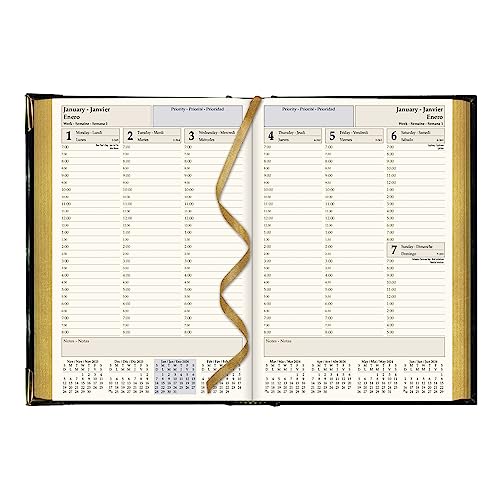 Brownline 2024 Executive Weekly Planner, Appointment Book, 12 Months, January to December, Sewn Binding, 8.187" x 5.625", Trilingual, Assorted Colors (CBE507.ASX-24)