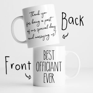 FALJIOK Coffee Mug Best Officiant Ever 11oz, Ceramic Cup with Charming Typography Best Officiant Ever, Funny Thank You Gifts for Wedding Officiants Celebrants