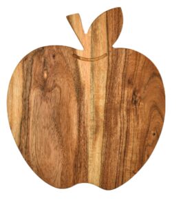 treen art apple shaped wood cutting board for kitchen, 11"l x 9"w decorative small wooden charcuterie board and serving platter boards with handle christmas gift