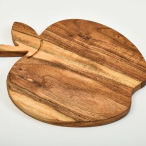 Treen Art Apple Shaped Wood Cutting Board for Kitchen, 11"L x 9"W Decorative Small Wooden Charcuterie Board and Serving Platter Boards with Handle Christmas Gift