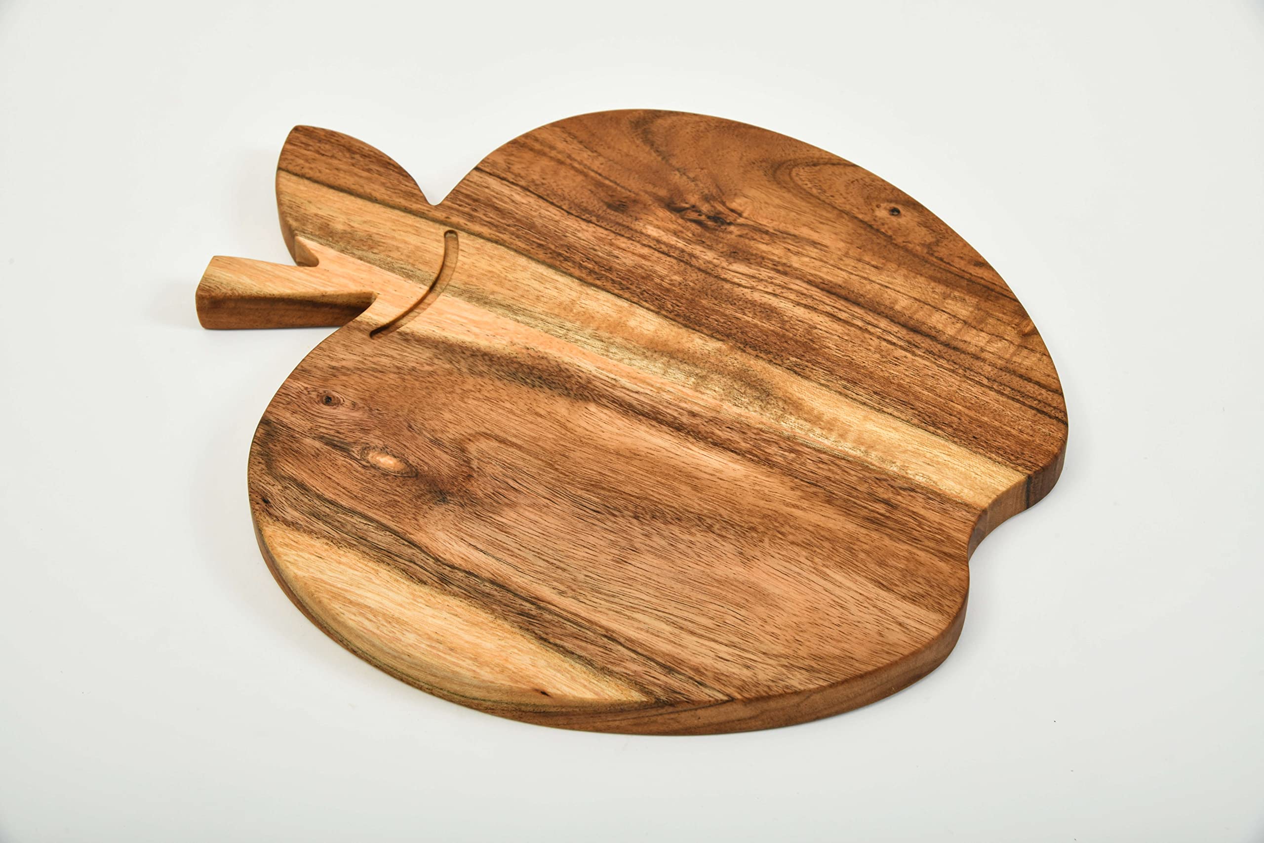 Treen Art Apple Shaped Wood Cutting Board for Kitchen, 11"L x 9"W Decorative Small Wooden Charcuterie Board and Serving Platter Boards with Handle Christmas Gift