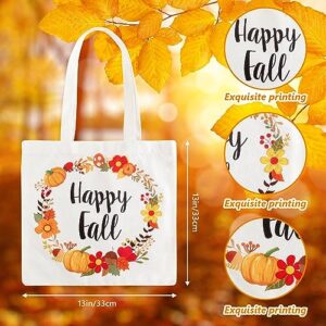 GreenPine 3 Pack Fall Canvas Tote Bags Turkey Pumpkins Tote Bag Thanksgiving scarecrow Reusable Cotton Handbag Grocery Bags for Shopping Market Travel Beach Autumn Harvest Party Favors, 13" x 13"