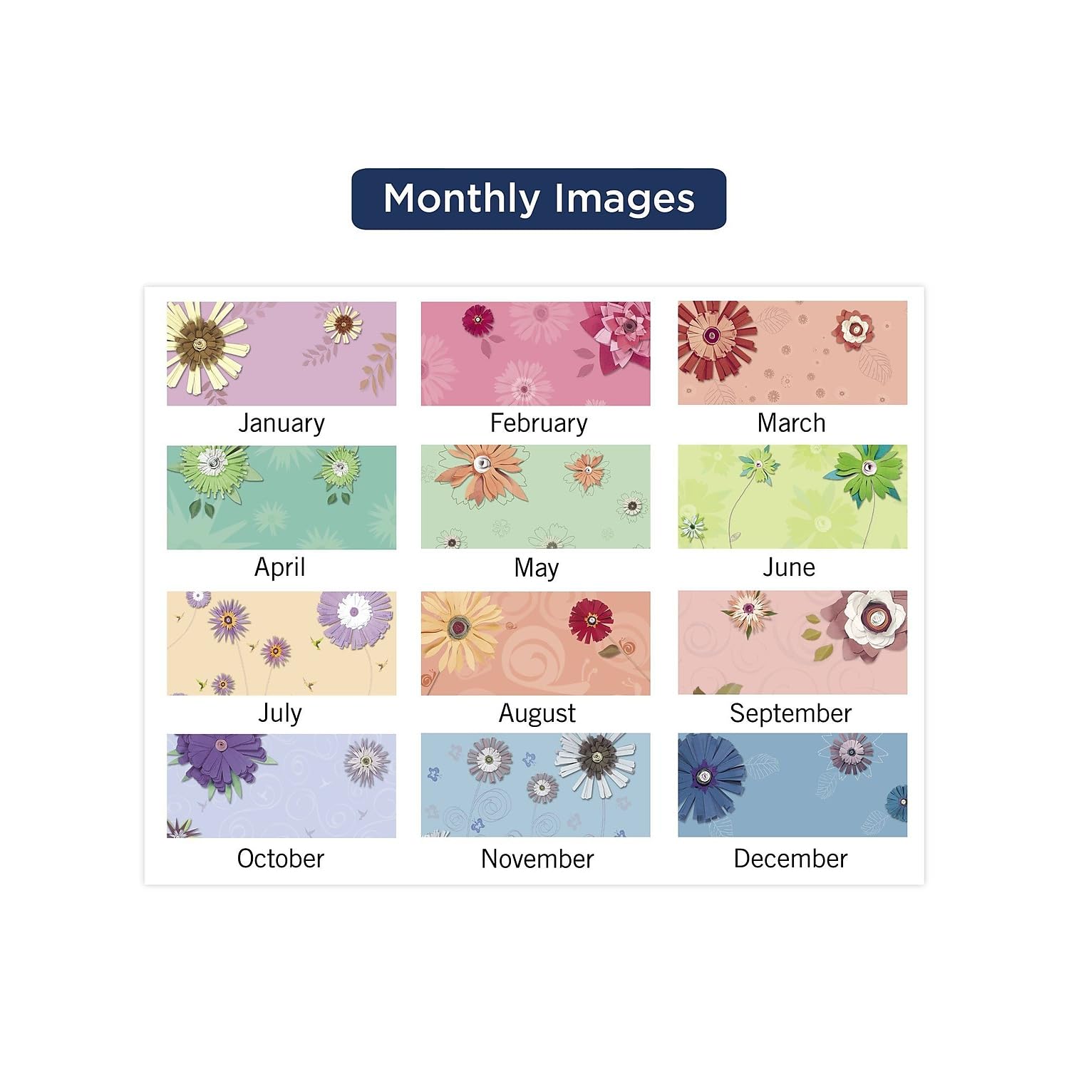 2024 AT-A-GLANCE® Paper Flowers Monthly Desk Pad Calendar, 21-3/4" x 17", January To December 2024, 5035