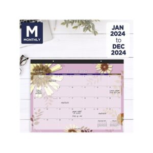 2024 AT-A-GLANCE® Paper Flowers Monthly Desk Pad Calendar, 21-3/4" x 17", January To December 2024, 5035