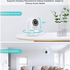 Jennov 2K Pan/Tilt Indoor Cameras for Home Security - 2.4 GHz Pet Dog Camera with Phone App, WiFi Baby Camera Monitor, Color Night Vision, Motion Detection, Auto Tracking, Compatible with Alexa