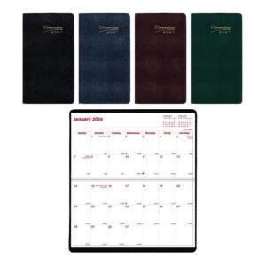 brownline 2024 essential monthly two-year pocket planner, january 2024 to december 2025, stitched binding, 6.5" x 3.5", assorted colors (ca24.ast-24)