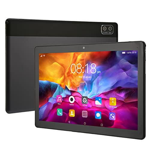 UPQRSG 10.1in Tablet For12, 5G Wifi 6GB 128GB 1960X1080 IPS HD Touchscreen, 8800Mah 10 Core Processor with Front 200W Rear 500W Camera, Calling Tablet 100?240V Black[US]