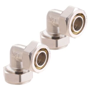 ancimoon 2pc 3/4’’ elbow air piping fittings, 3/4’’ tubing x 3/4’’ tubing, brass-nickel plated, 200psi, air tubing fittings for shop garage compressed air line system kit