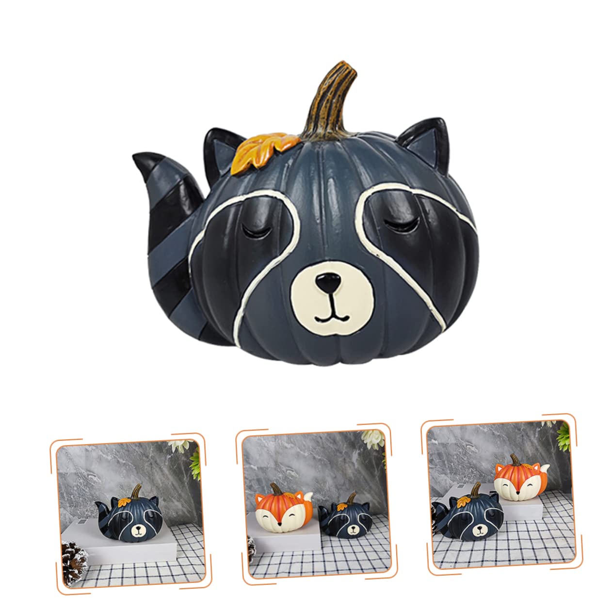 CAXUSD Pumpkin Raccoon Ornament Dinning Table Decor Home Decoration Home Decorations Pumpkin Statue Animal Statue Fake Halloween Pumpkins Pumpkin Raccoon Figurine Pumpkin Raccoon Statue