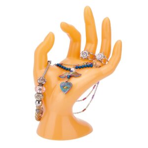 ph pandahall orange hand jewelry holder, ok gesture ring hand holder elegant bracelet holder jewelry support watch stand mannequin hand for home retail display organization