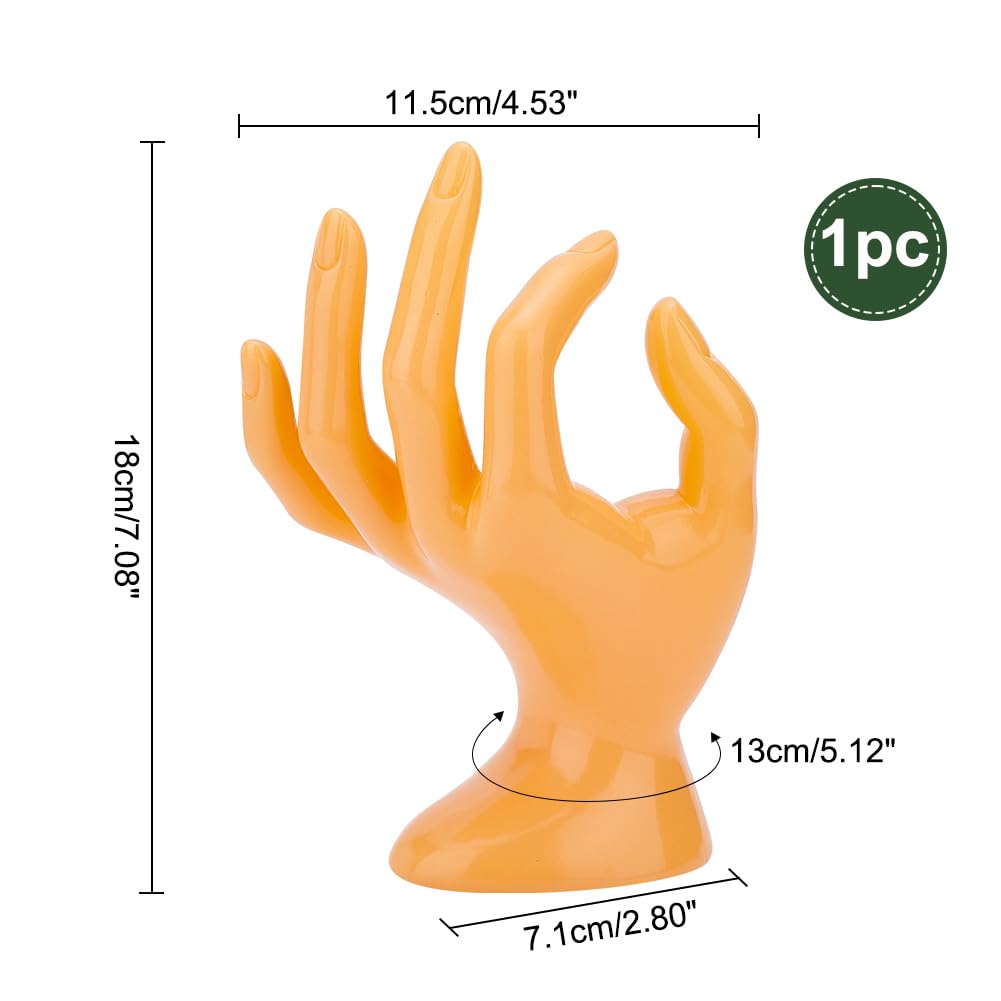 PH PandaHall Orange Hand Jewelry Holder, OK Gesture Ring Hand Holder Elegant Bracelet Holder Jewelry Support Watch Stand Mannequin Hand for Home Retail Display Organization