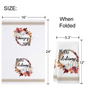 PAJAROAZUL Fall Kitchen Towels Set of 4 Decorative Autumn Pumpkin Seasonal Dish Towels, 16 X 24 Inch Fall Thanksgiving Farmhouse Decoration Absorbent Drying Tea Towel Hand Cloth for Home Kitchen