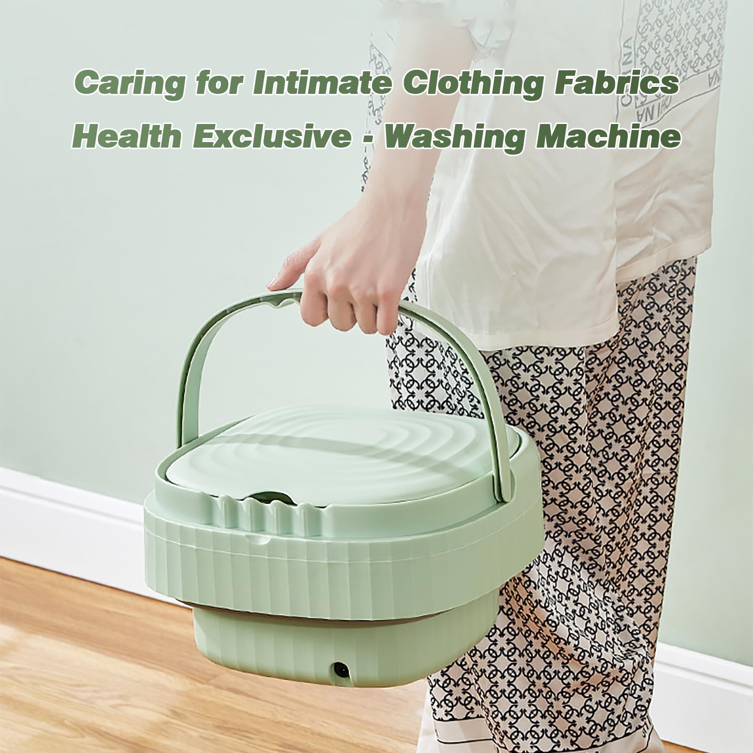 Portable Washing Machine，Foldable Mini Washing Machine - Washing Machine for Baby Clothes, Underwear or Small Items,Camping, RV, Travel, Underwear, Socks and Easy to Carry (ABS-Green)