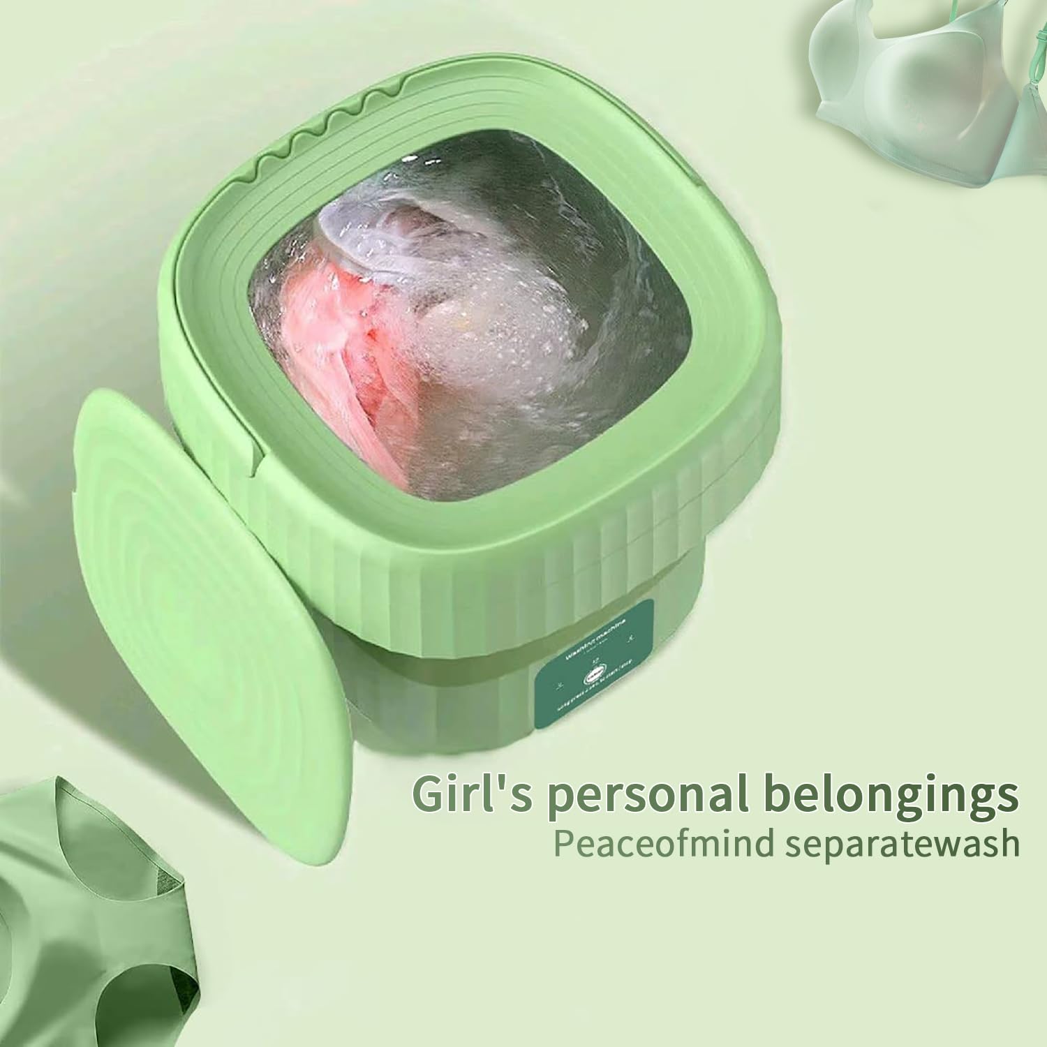 Portable Washing Machine，Foldable Mini Washing Machine - Washing Machine for Baby Clothes, Underwear or Small Items,Camping, RV, Travel, Underwear, Socks and Easy to Carry (ABS-Green)