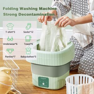 Portable Washing Machine，Foldable Mini Washing Machine - Washing Machine for Baby Clothes, Underwear or Small Items,Camping, RV, Travel, Underwear, Socks and Easy to Carry (ABS-Green)