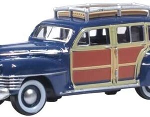 1942 Chrysler Town & Country Woody Wagon South Sea Blue with Wood Panels and Roof Rack 1/87 (HO) Scale Diecast Model Car by Oxford Diecast 87CB42002